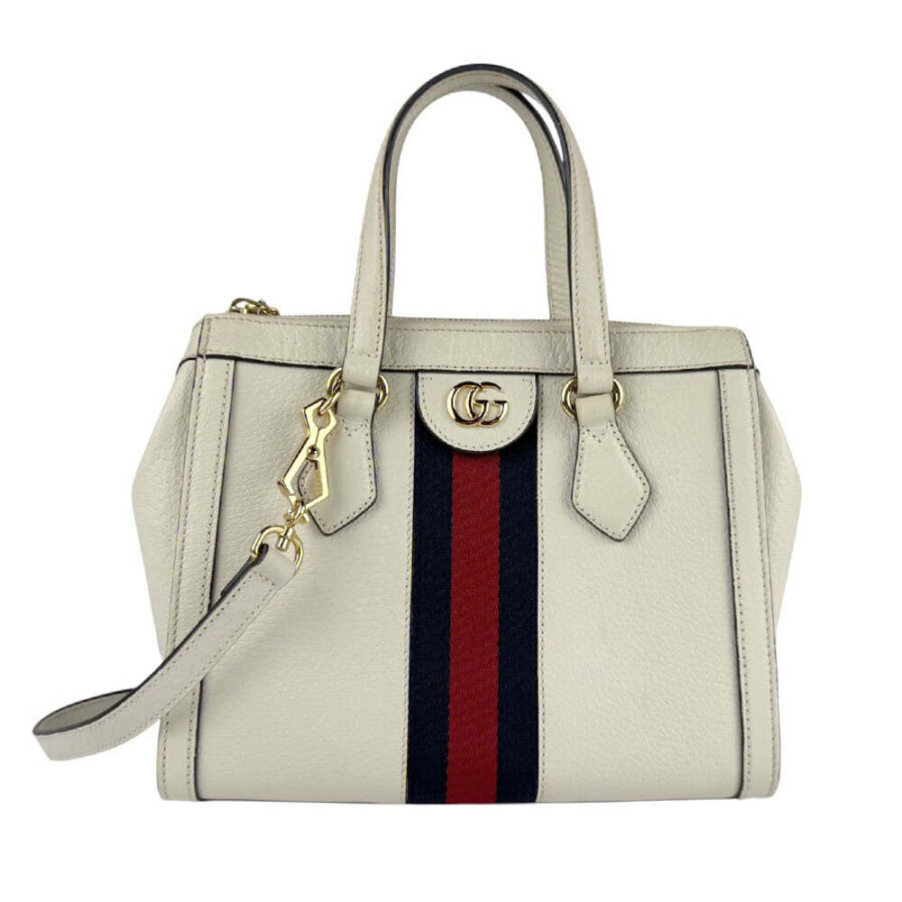 Gucci Ophidia Tote Bag Leather Ivory White Gold Handbag Shoulder